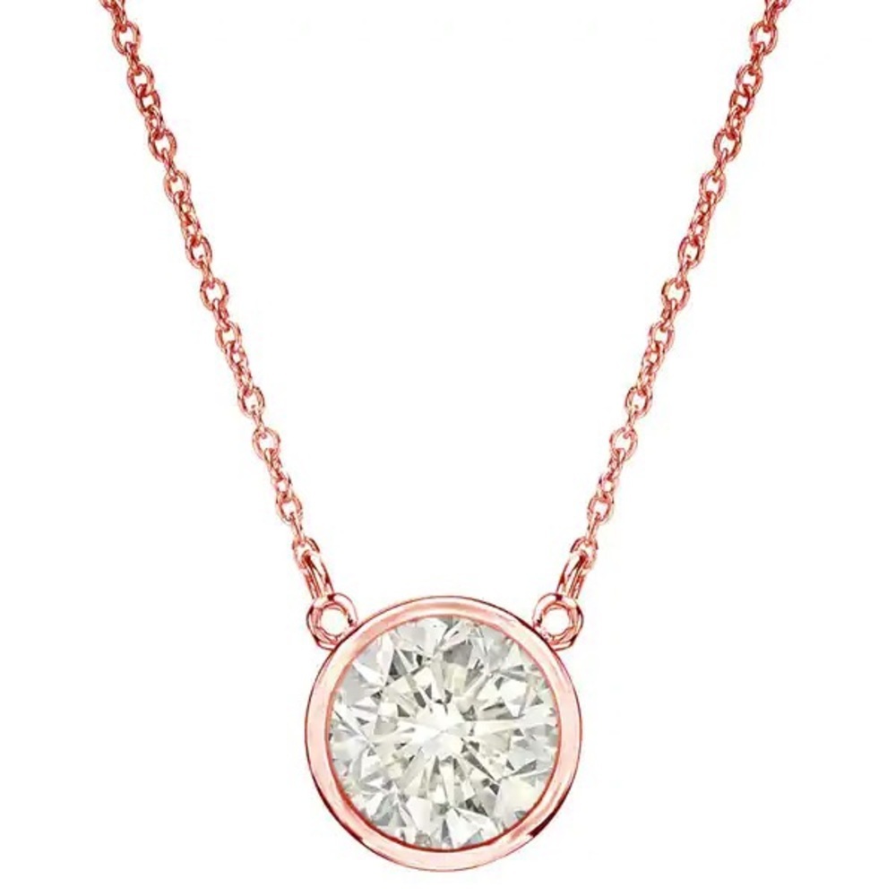 14K Rose Gold 4mmSolitaire Diamond Necklace